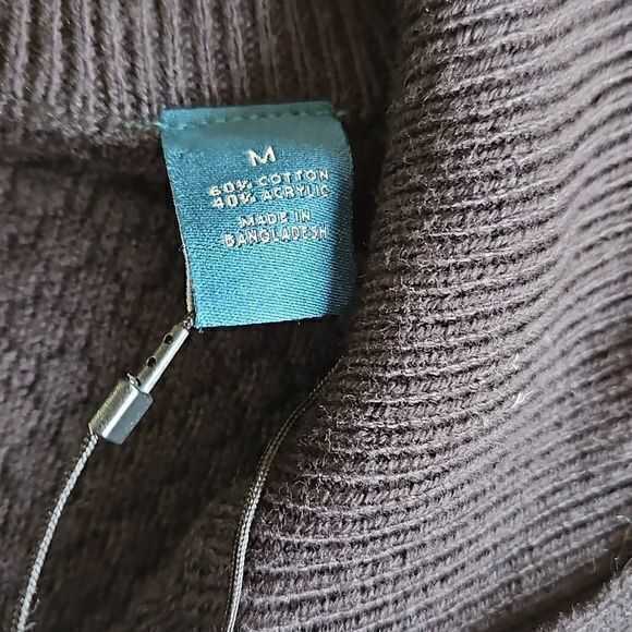 Perry Ellis Black Waffle Knit Long Sleeve Pullover 1/4 Zip Sweater Sz M New - Picture 10 of 14